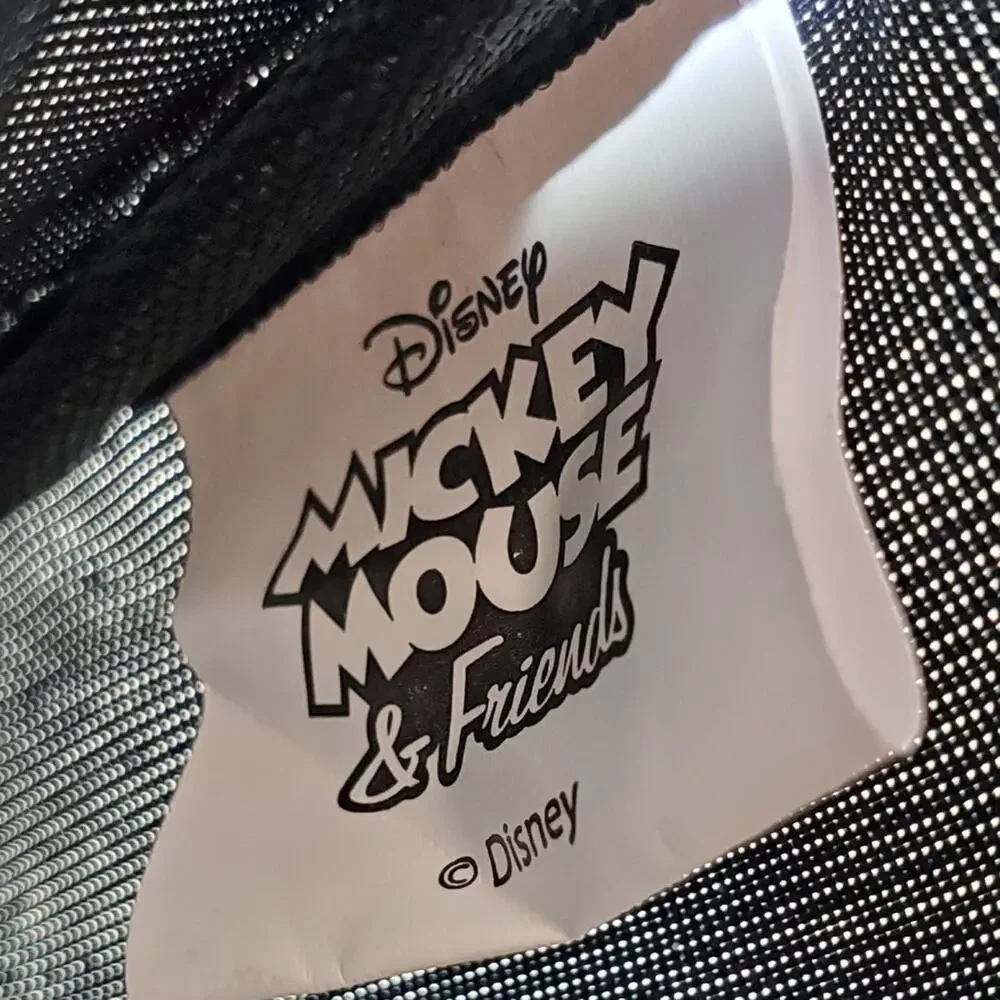 DISNEY Mickey Mouse and Friends zippered silver glittery pouch or bag Size 5x7